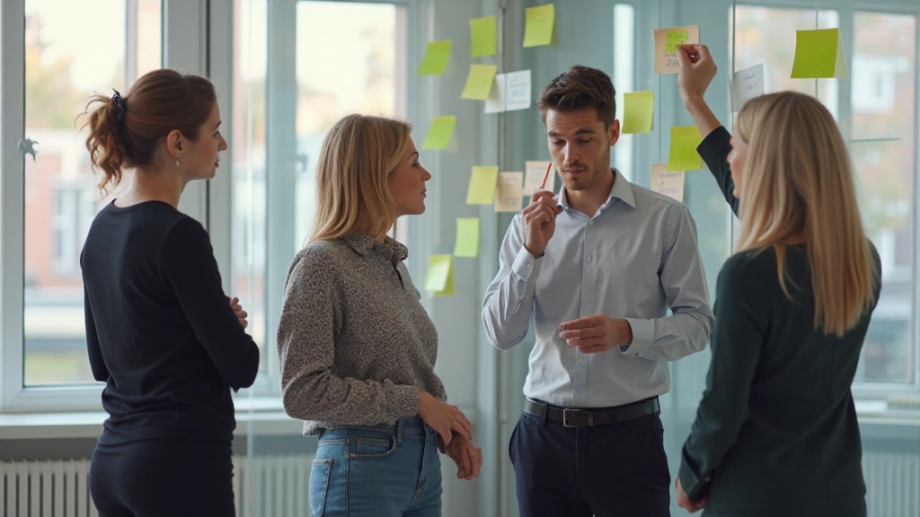 Diverse team in brainstorm, actieve discussie, gezonde meningsverschillen